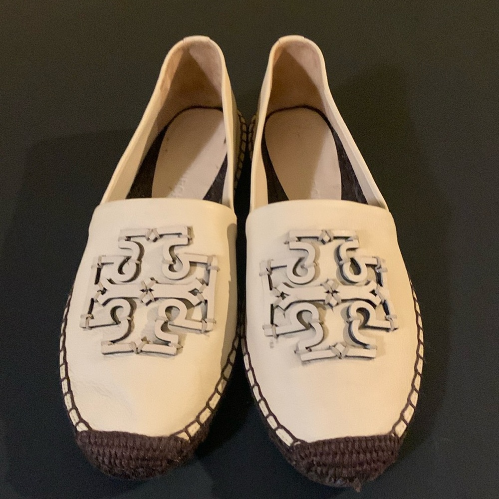 Tory Burch Cream and Brown Espadrilles